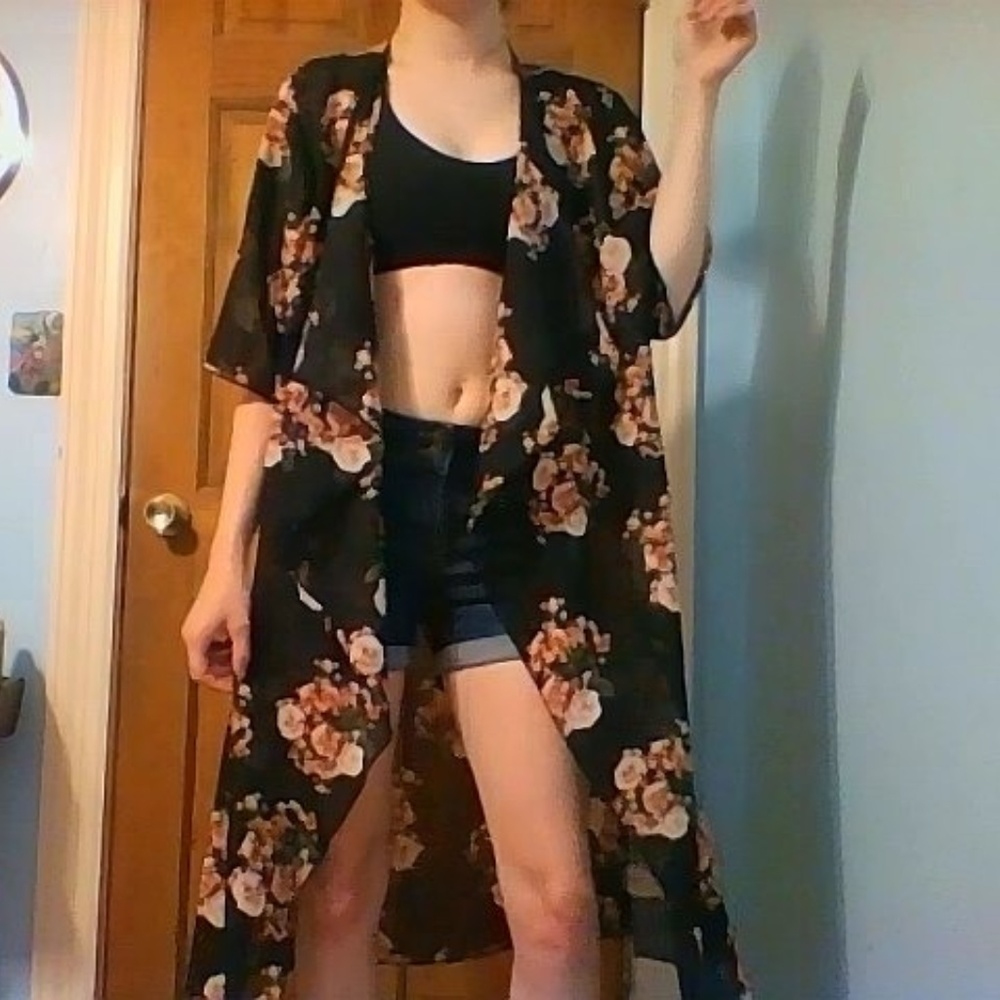 NWT Black Floral Kimono (Lularoe Shirley)